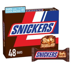 SNICKERS Full Size Milk Chocolate Candy Bars, 1.86 oz, 48 ct Box Chocolate Candy