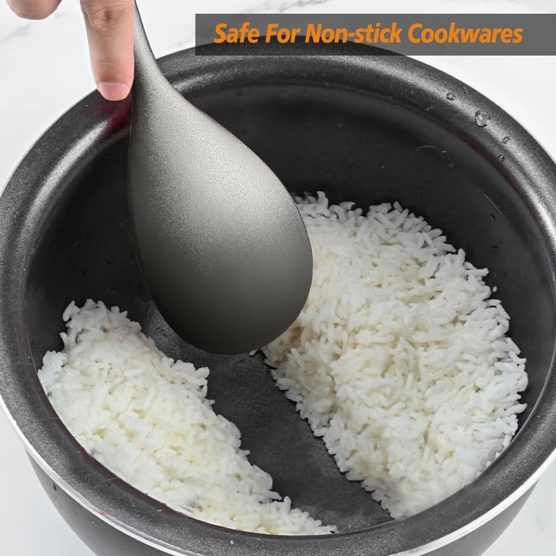 Cooking Spoon and Rice Scooper Set for Nonstick Cookwares, Heat