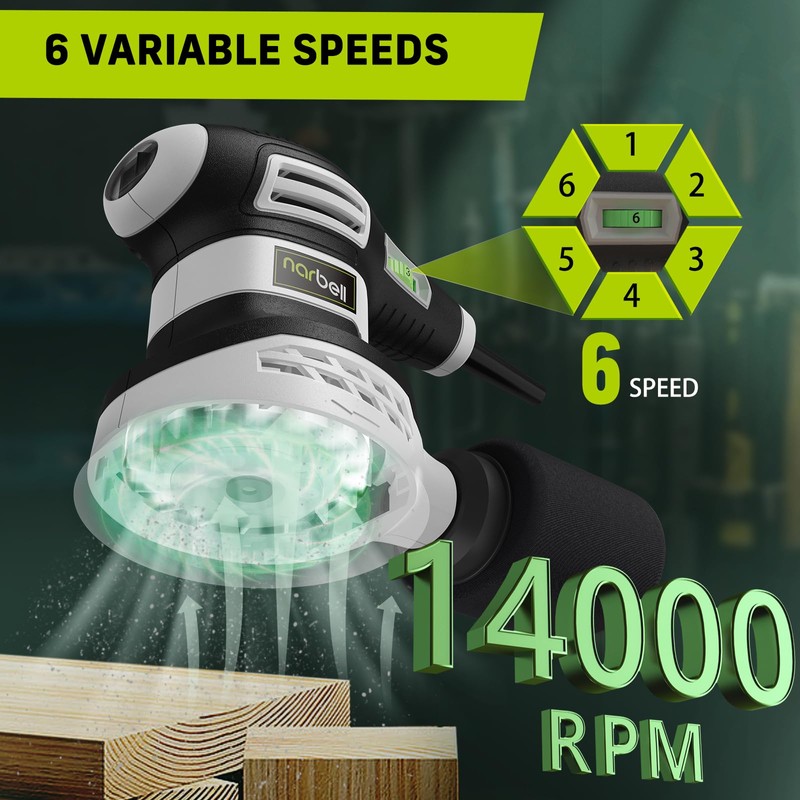 NARBELL Orbital Sander 3.0AMP(360W),14000RPM Random Orbit Sander Tool with 6