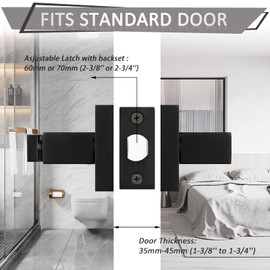 Probrico 6 Pack Square Privacy Door Levers Black Privacy Door Handles Lock Handleset Keyless Lockset Door Knobs Interior Handles for Bedroom & Bathroom