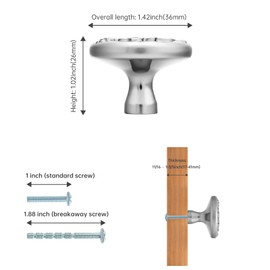 Rergy 12 Pack Cabinet Knobs for Drawer Dresser Closet, Flower Shape Brushed Satin Nickel Drawer Knob, Silver Cabinets Hardware, Pulls Handles Single Hole