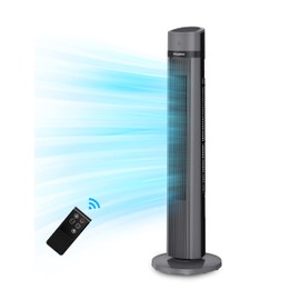 PELONIS 40-inch Bladeless Tower Fan for Bedroom, Standing Fan with Remote Control, 26ft/s, 90° Oscillation, 3 Speed Settings, 27 dB, 3 Modes, 15-Hour Timer, LED Display, Fan that Blows Cold Air, Black