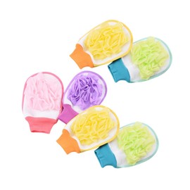 Minkissy 6pcs Exfoliating Bath Gloves Body Scrub Mitts for Men Women Easy to Reach Hard Areas Random Colors