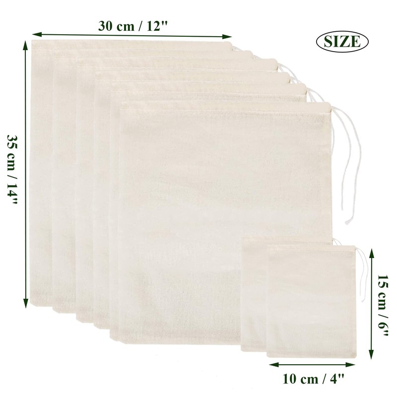 8 Pack Nut Milk Bags Large - Bojuzhi Updated Cotton