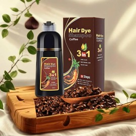 UniNestia Coffee Brown Hair Dye Shampoo 3-in-1 for Women and Men – 100% Gray Coverage, Semi-Permanent, Herbal Ingredients, Nourishes Hair Dye Shampoo Champu Para Canas Mujer– 500ml (16.9 fl. oz.)