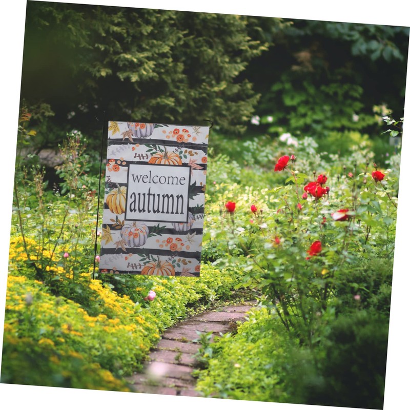 BESPORTBLE 2pcs Autumn Garden Flags Double-sided Welcome Flags Pumpkin Fall
