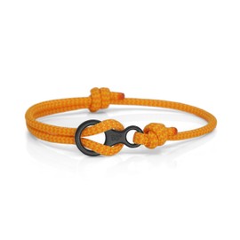 Figure 8 Climbing Bracelet - Made from Stainless Steel and Durable Rope - Handmade in the UK - Adjustable Rope Bracelet for Men - Waterproof Climber Bracelet - (Sunset & Black)