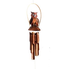 WorldBazzar Hand Carved Large Beautiful Bamboo Wood Bobbing GOONIE Bird with NEST of Babies Wind Chime
