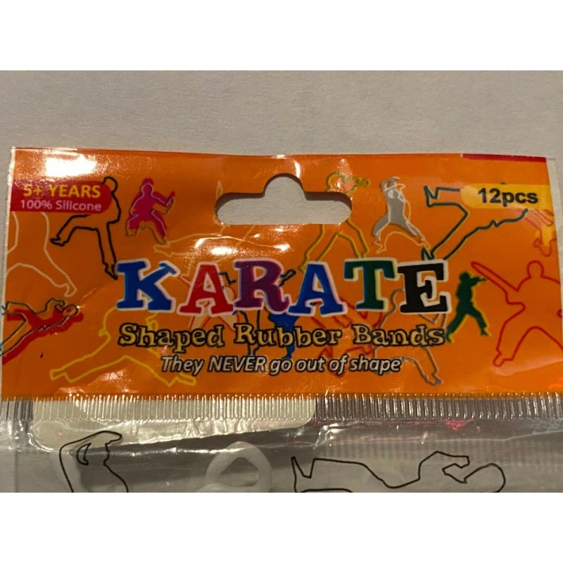 CuteBands NEW NIP Karate shaped Black White 12 Rubber Bands