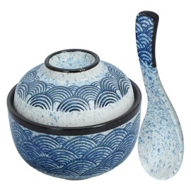 PRETYZOOM Ramen Noodle Bowl 1 Set Ceramic Stew Pot Ramen Miso Soup Bowl with Lid and Spoon Japanese Soup Bowls Rice Household