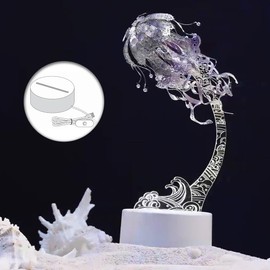 Piececool 3D Puzzle Metal Jellyfish, 3D Metal Puzzle Marine Biological Model for 340 Stainless Steel, Full Metal, Birthday Gift, Adult Model Kit, 61 Pieces (Purple)