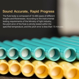 18-Pipe Pan Flute G-G3 Range & C Key Pan Pipes ABS Panpipes Chinese Traditional Woodwind Instrument with Carry Bag