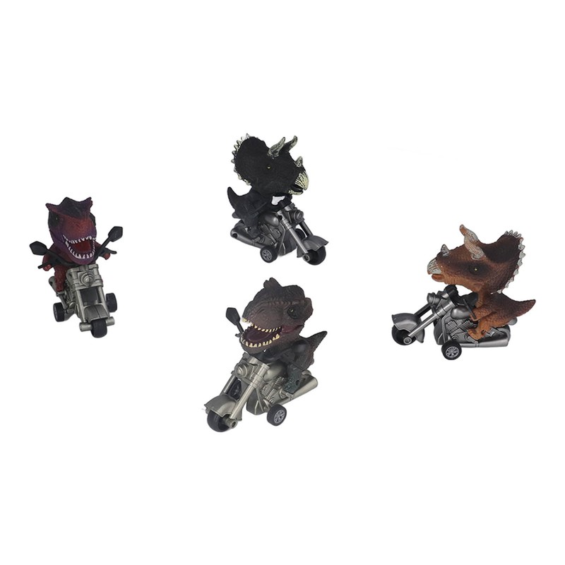 4Pcs Dinosaur Motorbike Toy Motorcycle PVC Pull Car Home Decoration