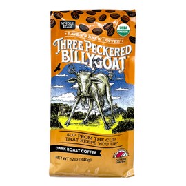 Raven's Brew Coffee Bold Organic Coffee Dark Roast Whole Bean - Organic Three Peckered Billy Goat 12oz