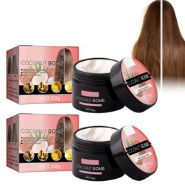 Coconut Moisturising Hair Mask, Hair Mask for Deep Repair, Moisturising, Collagen Protein & Coconut Oil Deep Conditioner for Damaged, Thin, Dry, Damaged Hair, Pack of 2