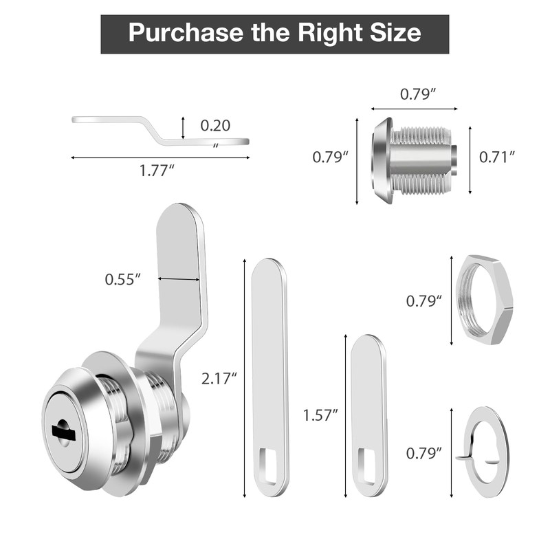 Cabinet Locks with Keys, 5/8" Long Cam Locked keyed Alike,