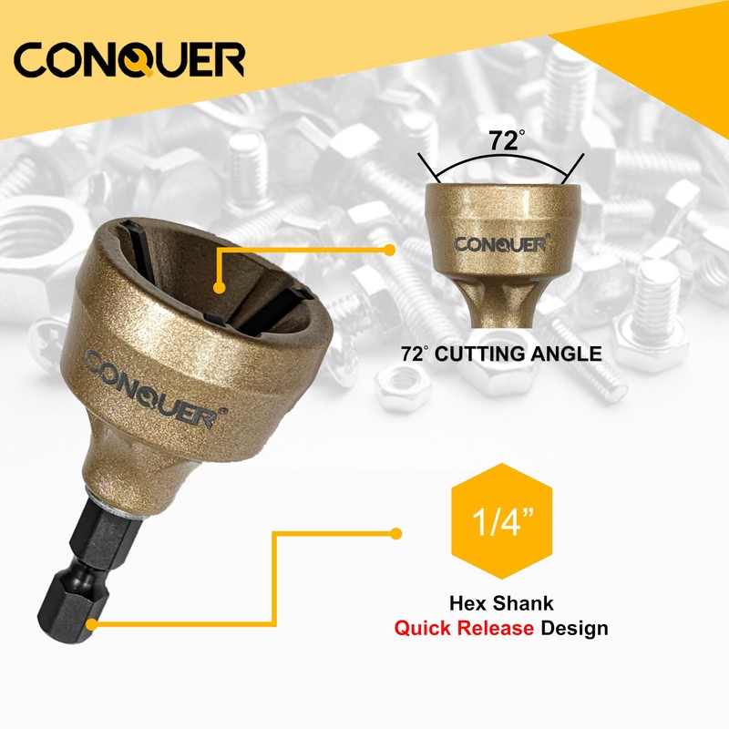 CONQUER TOOLS Deburring External Chamfer Tool, PREMIUM TUNGSTEN Blade, Deburring