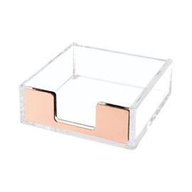 NatSumeBasics Rose Gold Sticky Note Holder Clear Post Note Holder Acrylic Memo Pad Holder Dispenser for Office Essentials Aesthetic Desk Accessories (Rose Gold)