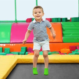 GRPSKCOS Non Slip Kids Socks- 6 Pairs Trampoline Anti-Skid Socks Sticky Grips Indoor Breathable Socks for Boys Girls Kids (01 Black+Grey+Navy+Blue+Green+Dark Purple, 6-9 Years)