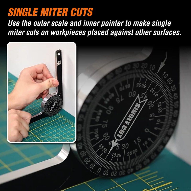 WEN Miter Saw Protractor, 7.25-Inch Aluminum Alloy with Laser-Engraved Scaled