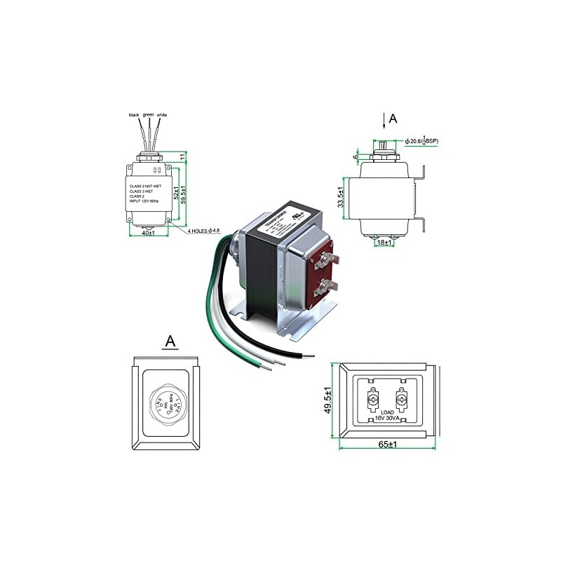 XXSZHY 16V 30VA Doorbell Transformer Hardwired Compatible with Ring Video