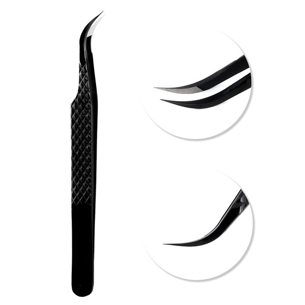 VAVALASH Lash Tweezers for Eyelash Extensions, Fiber Tip Diamond Grip