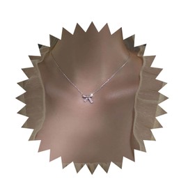 Cimenexe Bohemian Crystal Bow Choker Necklace Silver Cz Paved Bow Pendant Necklace Rhinestone Bow Tie Collar Necklace Small Cz Bow Necklace Jewelry for Women and Girls Gifts