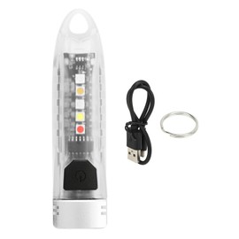 Portable Mini Keychain LED Light Torch Rechargeable IPX6 Type C Small Outdoor Keyring Flashlight 400LM White