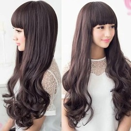 Bang style hair pong volume creation wave goddess wig (net included) (KYR-W5A8A6C) Semia-black (net O) / 뱅스타일 헤어뽕 볼륨 연출 웨이브 여신가발 (망포함) (KYR-W5A8A6C) 세미아-블랙(망O)
