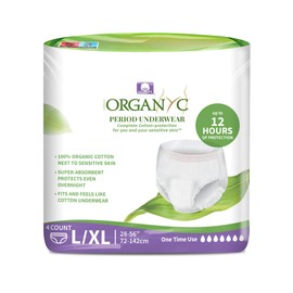 Organyc - Certified Organic Cotton Disposable Period Underwear for Sensitive Skin, Super Absorbent for Women, All-Day or Overnight, S/M, 4 Count