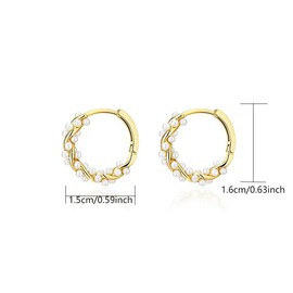 925 Sterling Silver Pearls Twist Hoop Earrings for Women Wedding Pearls Hoop Earrings Bridal