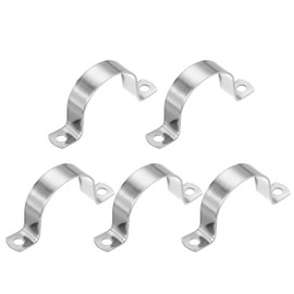 PATIKIL 50mm Rigid Pipe Strap, 5 Pcs 304 Stainless Steel Conduit Clamp 2 Hole Thicken U Bracket Pipe Clamp Tube Strap for Pipe Cable Wire Fixing, (2")