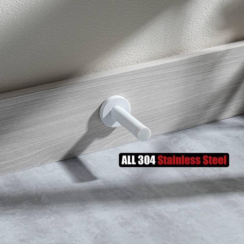 White Finish Stainless Steel Door Stopper with Rubber Tip