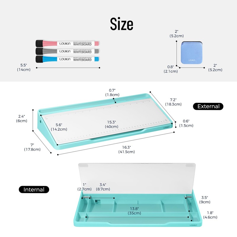 LOUKIN Glass Desktop Whiteboard, 15.3" x 5.6" Dry Erase Desk