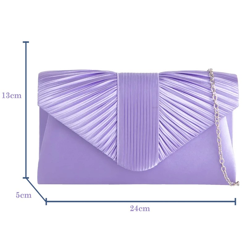 UShopUK Satin Pleated Bridal Prom Wedding Evening Party Handbag Lilac