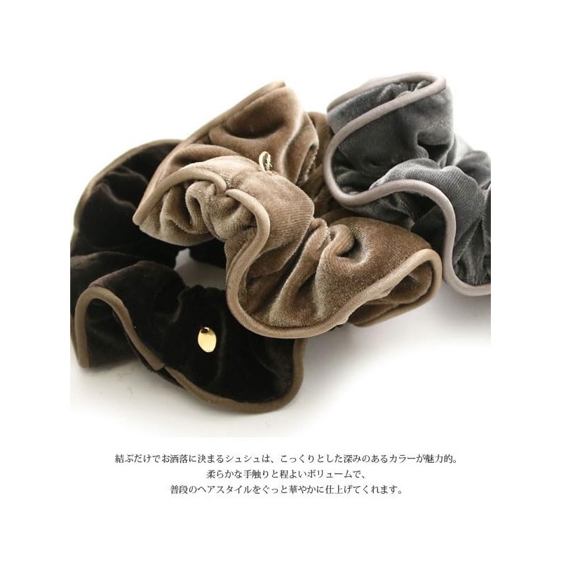 Vingtaine VINGTAINE Color Velour Scrunchie Hair Elastic, Simple Hair Accessory,