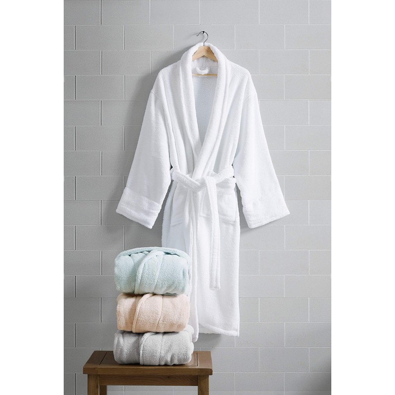 Charisma Luxe Zero Twist Luxury Cotton Bathrobe, Small/Medium, White