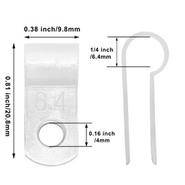 Suiwotin 120pcs 1/4 Inch R-Type Cable Clamps, Nylon Wire Cable Clips with M4 Screws, Screw Mounting Cord Fastener Clips, Wire Conduit Clamp for Wire Organizer (White)