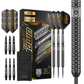 KOTO - Black Crown 90% Darts 30 Gram, Black & Silver, Incl. KOTO Flights, Shafts & Dart Case