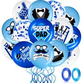 50 Pieces 12 Inch Happy Father's Day Balloons Party Decorations Supplies, I Love You Best Dad Ever Thanks Giving Party Latex Balloons for Father's Day Party Birthday Party Favors