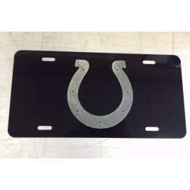 BLVD Indianapolis Colts Logo Car Tag Diamond Etched on Black Aluminum License Plate