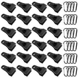 Upgrade Large Tarp Clips Heavy Duty Lock Grip -Total 48 PCs Tarp Clamps Thumb Screw Tent Fasteners Clips with Carabiner for Camping Awnings Caravan Canopies Car Truck Pool Boat Cover Clips