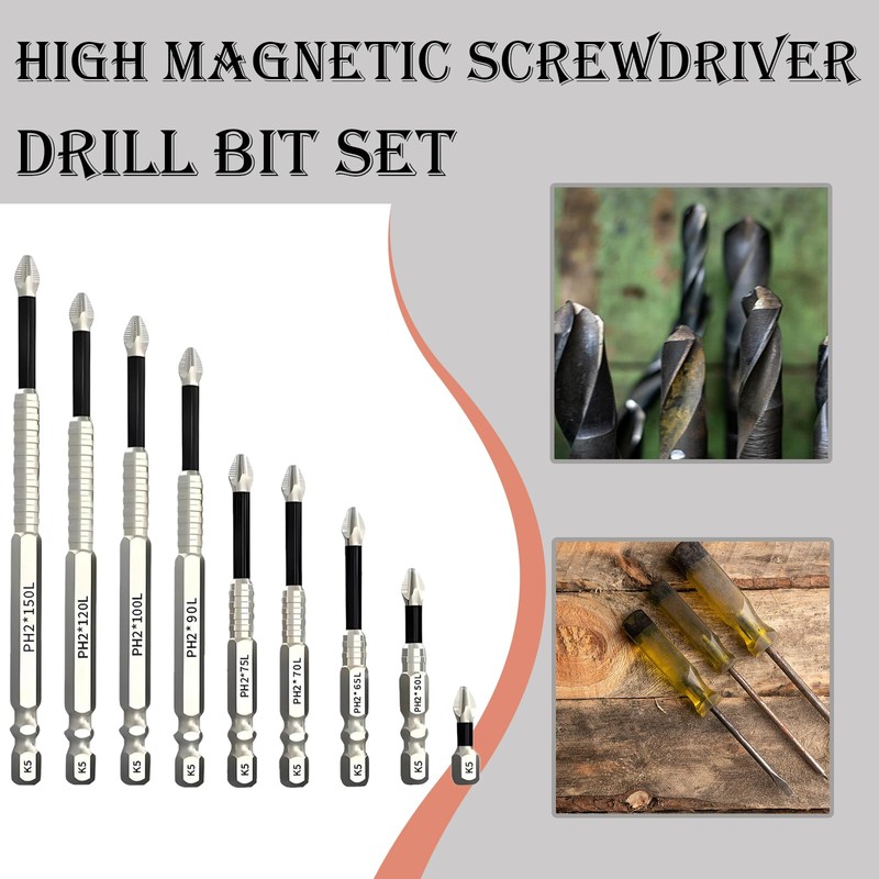 9PCS High Magnetic Screwdriver Drill Bit Set,High Magnetic Drill Bit