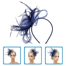 minkissy Bride Hat Fascinators Hat Headband Mesh Fascinators Hair Clip Headband for Women Wedding Tea Party Navy Fascinators