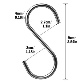20 Pack S Hooks Heavy Duty Stainless Steel S Shaped Hooks Utility Hangers for Kitchen Utensils Office Bathroom Closet Workshop Garage Office Household Home Essential Set