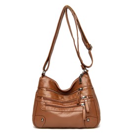 LassZone Womens Soft PU Leather Crossbody Bag Multi Pocket Handbags Waterproof Hobo Shoulder Bag Ladies Satchel Purse Travel Messenger Bag