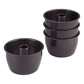 4.25" Mini Angel Food Cake Pans, Set of 4 - Nonstick Round Bakeware for Easy Release, Perfect for Individual Cakes, Cupcakes, and Desserts