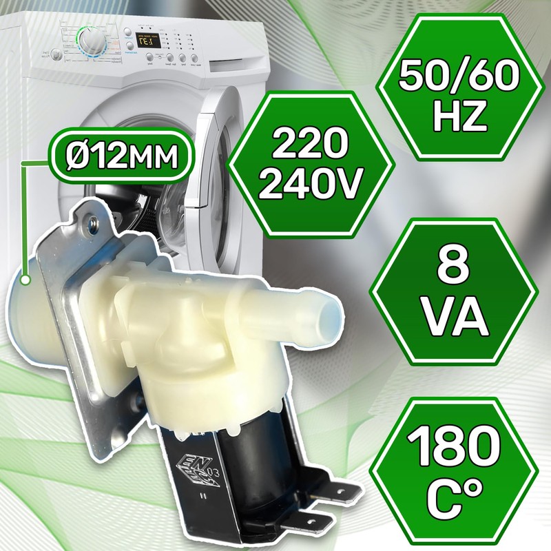 Valve on inlet for washing machine with 1 outlet 180°