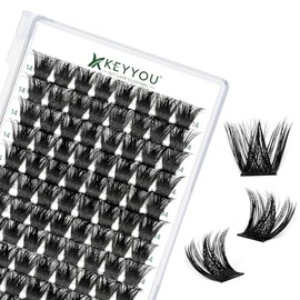 KEYYOU Lash Clusters 96pcs Individual Lashes Y02 D Curl 14mm Eyelash Clusters KEYYOU Volume Wispy Lash Extension Soft&Comfortable Easy DIY at Home(Y02,D-14mm)
