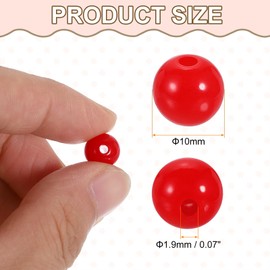 HARFINGTON 200 Piezas De Cuentas Redondas De Acrílico Rojo 10mm Diámetro 1.9mm Agujero Bolas De Plástico Resina Lisas Cuentas Sueltas Para Hacer Joyería Pulseras Collares Aretes DIY